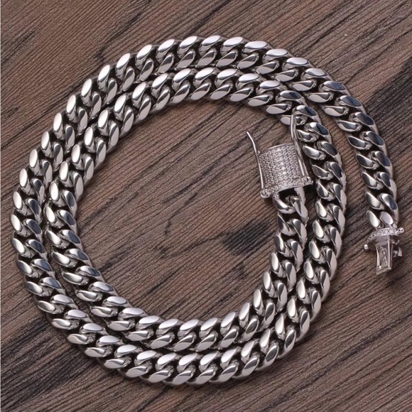 🔥Cz Diamond Miami Cubian Chain Stamp 14k Gold  Plated 5X Layered 12mm Thick 24” - Picture 4 of 7